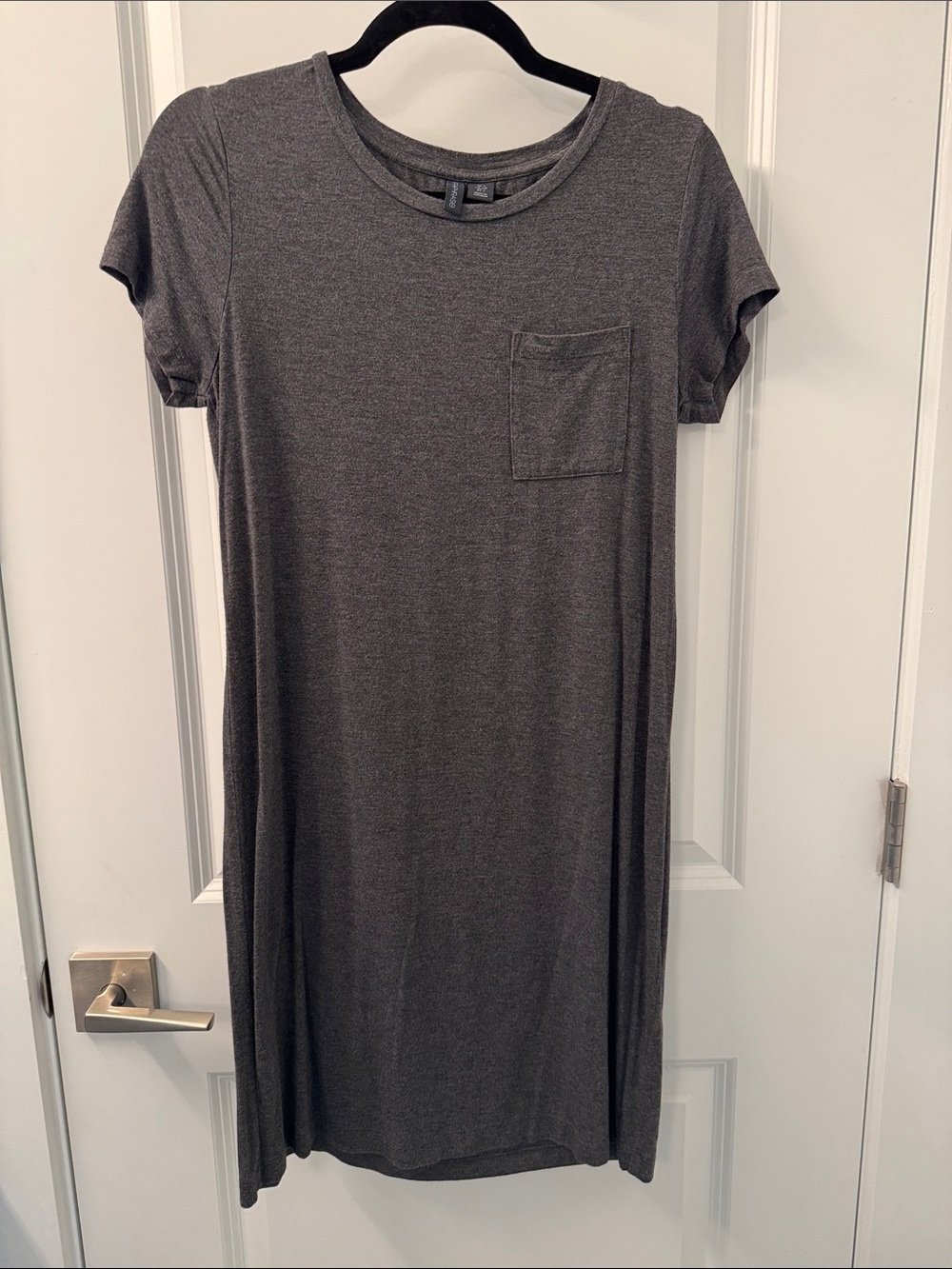 Paraphrase Short Sleeve Mini Pocket Dress - Charcoal Gray